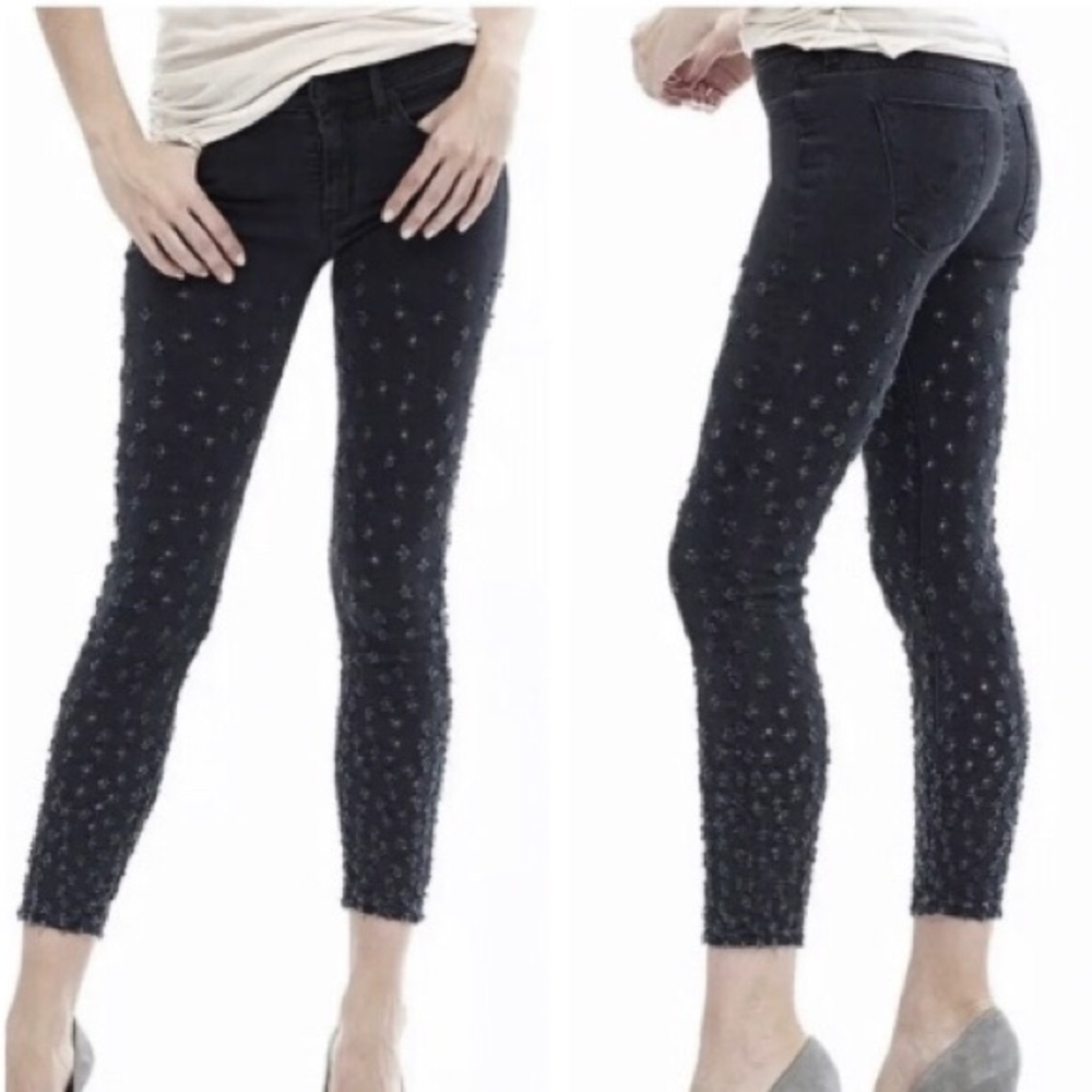 NWOT HUDSON NICO MIDRISE EMBELLISHED ANKLE SKINNY JEANS IN BLACK  SIZE 29